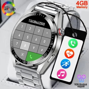 2023 Новые Мужские Смарт-часы AMOLED с полным сенсорным экраном, всегда отображающие время, Bluetooth-вызов, 4 ГБ Смарт-часы Для Huawei Samsung