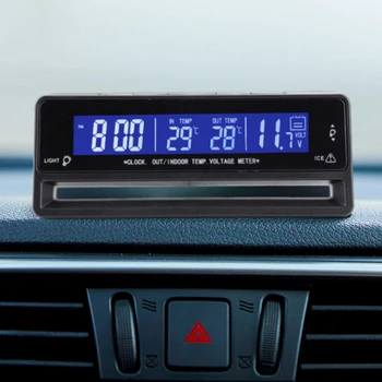 Автомобильные Цифровые часы 3 in1 с ЖК-дисплеем, Вольтметр, Измеритель напряжения, Внутренний светодиодный Автоматический Термометр, электронные часы