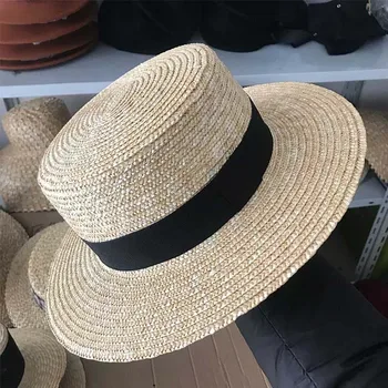 Классическая пляжная шляпа с лентой бантом соломенная шляпа с широкими полями, Солнце шляпы для женщин Дамы пшеничной соломы кепка Кентукки Дерби шляпа
