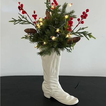 Модная белая керамическая ваза для цветов в форме обуви на высоком каблуке для домашнего декора, гостиной, праздничных мероприятий, прихожей и комнаты для проб