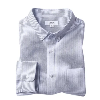 Новое поступление, модная весенне-летняя текстильная рубашка Оксфорд из чистого хлопка в вертикальную полоску с длинными рукавами, мужской большой повседневный размер S-6XL