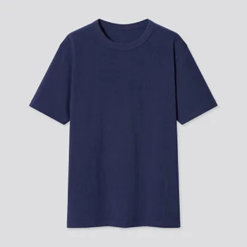 Высококачественная мужская футболка с коротким рукавом и вышивкой из 100% хлопка, Повседневная мужская футболка с круглым вырезом, Простой дышащий топ