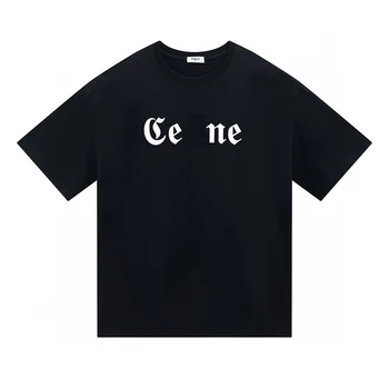 Повседневная летняя черно-белая футболка CENE, свободные футболки с круглым вырезом, уличная одежда, хип-хоп-топ для скейтборда, Размер ЕС S-XL
