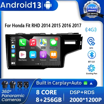 Android 13 Для Honda Fit RHD 2014 2015 2016 2017 Правый водитель Автомобильный Радио Мультимедийный Видеоплеер Навигация GPS