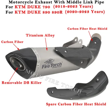 Выхлопная Система Мотоцикла, Модифицированный Глушитель Из Титанового сплава С Теплозащитным экраном Из Углеродного волокна Для KTM DUKE 790 890 890R 2018 - 2023
