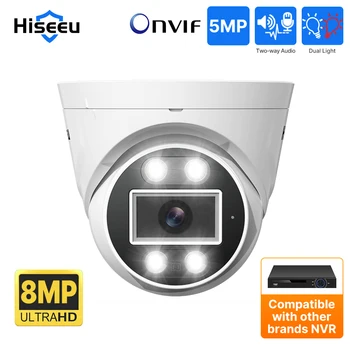 Hiseeu POE 5MP 8MP 4K IP Камера Видеонаблюдения H.265 + Купольная CCTV ONVIF 2-Полосная Аудиозапись С Распознаванием лица Полноцветная В Помещении