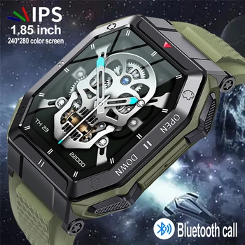 Военные Смарт-часы LIGE, мужские 1,85-дюймовые Bluetooth-звонки, 24-часовой монитор работоспособности, уличные IP68, водонепроницаемые мужские смарт-часы для Android IOS