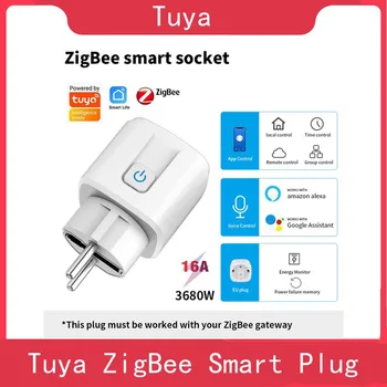Tuya ZigBee Smart Plug Power Monitor Таймер Розетка EU BR Адаптер 16A Приложение Дистанционного Управления Tuya App Для Alexa Google Home Assistant