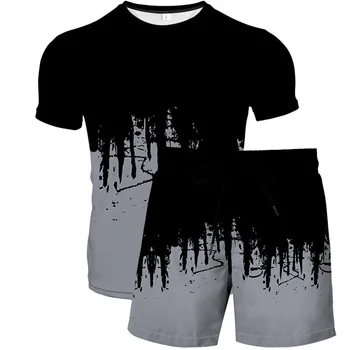 2023 Мужские шорты с коротким рукавом с 3D-печатью, футболка с абстрактной росписью, костюм из двух предметов, мужской и женский повседневный трендовый комплект Для мужчин
