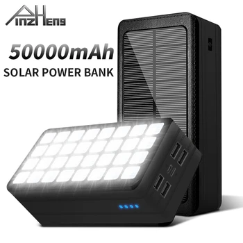 PINZHENG 50000mAh, Солнечный аккумулятор для кемпинга, телефон, портативное зарядное устройство, Аккумулятор, цифровой дисплей, Powerbank