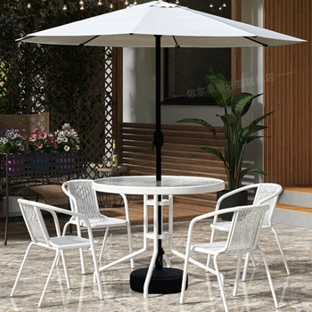 Стол и стул для защиты от солнца на открытом воздухе, Садовый набор для отдыха, Водонепроницаемый Зонтик, Наборы садовой мебели Giardino Arredo WK50HY